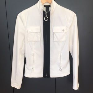 The Limited | white zipper jacket with black stripe